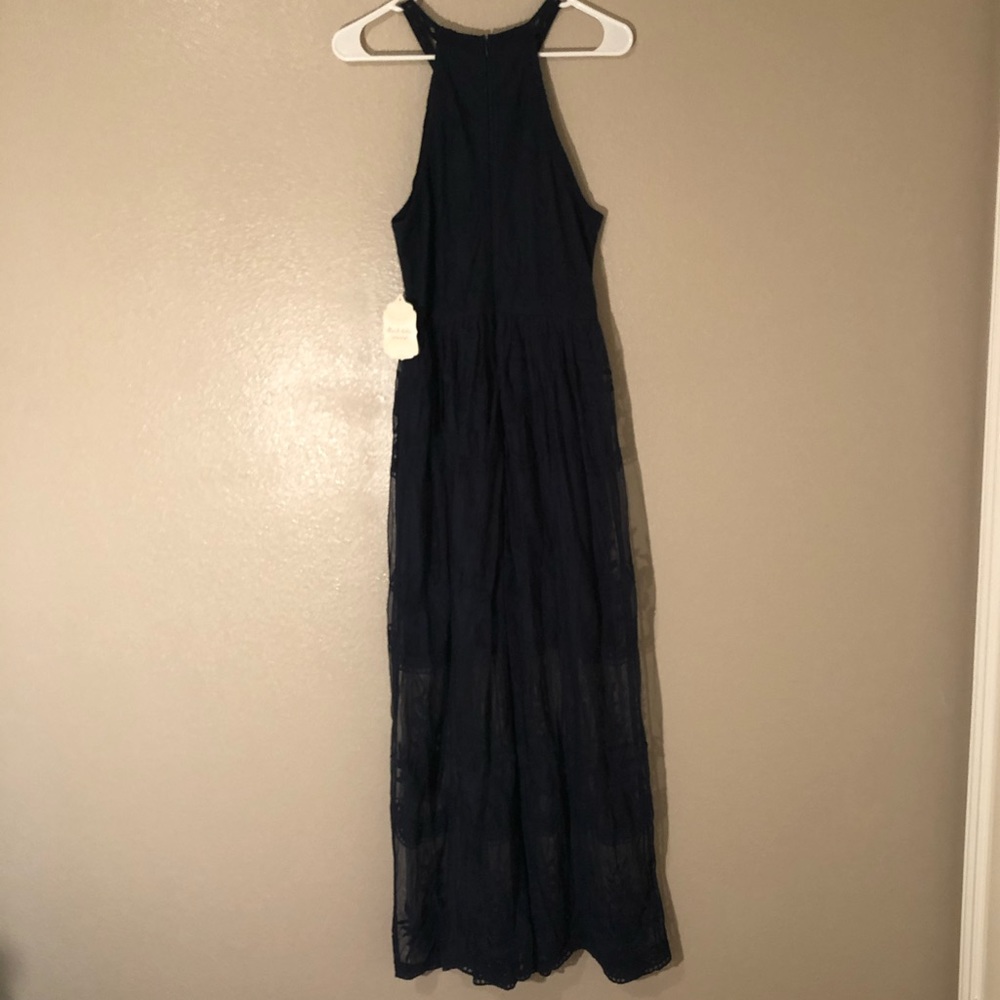 NWOT Navy Altar’d State Haltered Lace Maxi Dress - Picture 7 of 11